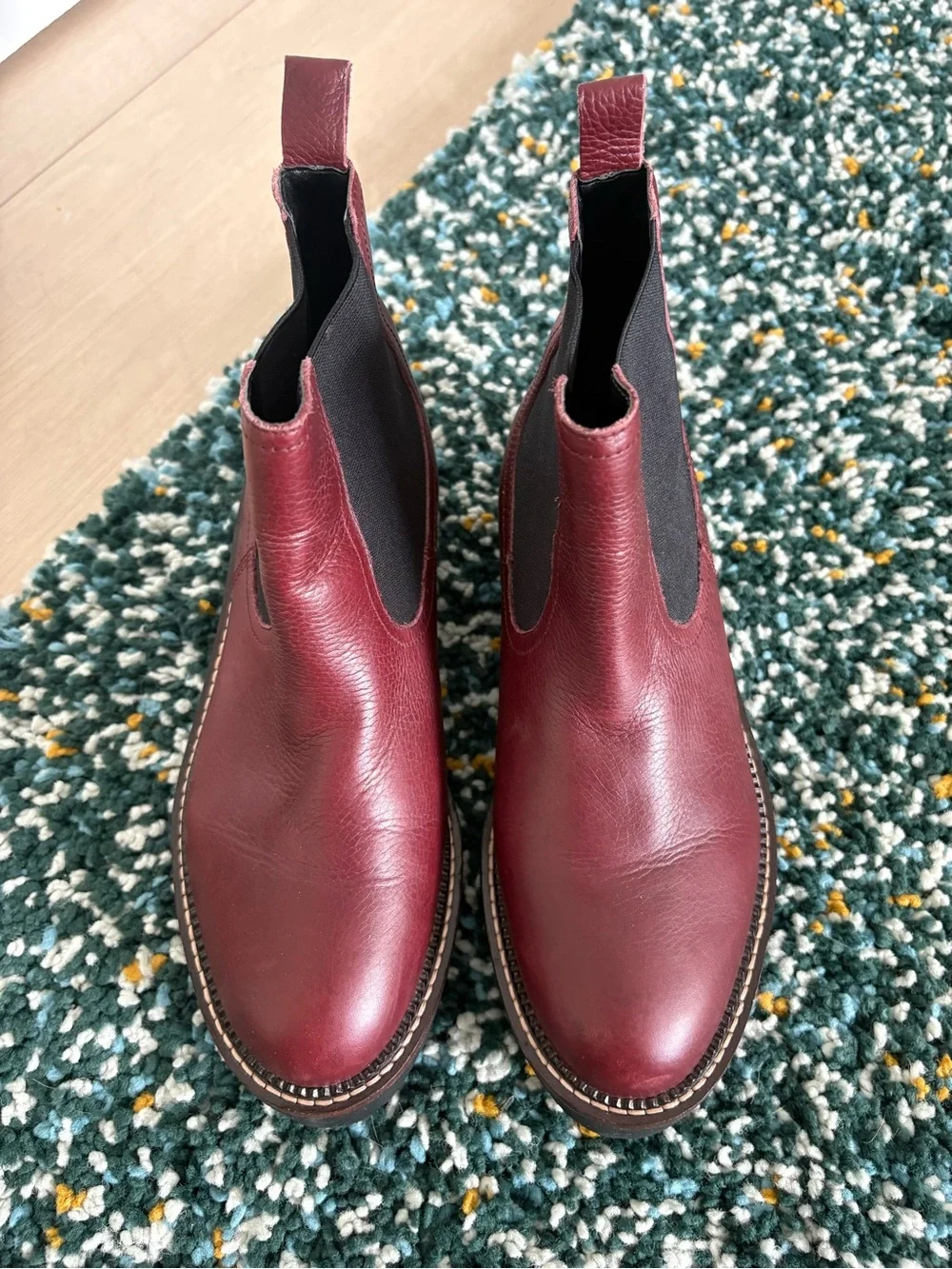 Caslon Burgundy Leather Chelsea Boots Water Resistant Chunky Sole